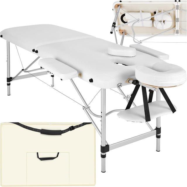 Portable 2 Section Massage Table Foldable Spa Beauty Bed 60cm Adjustable White