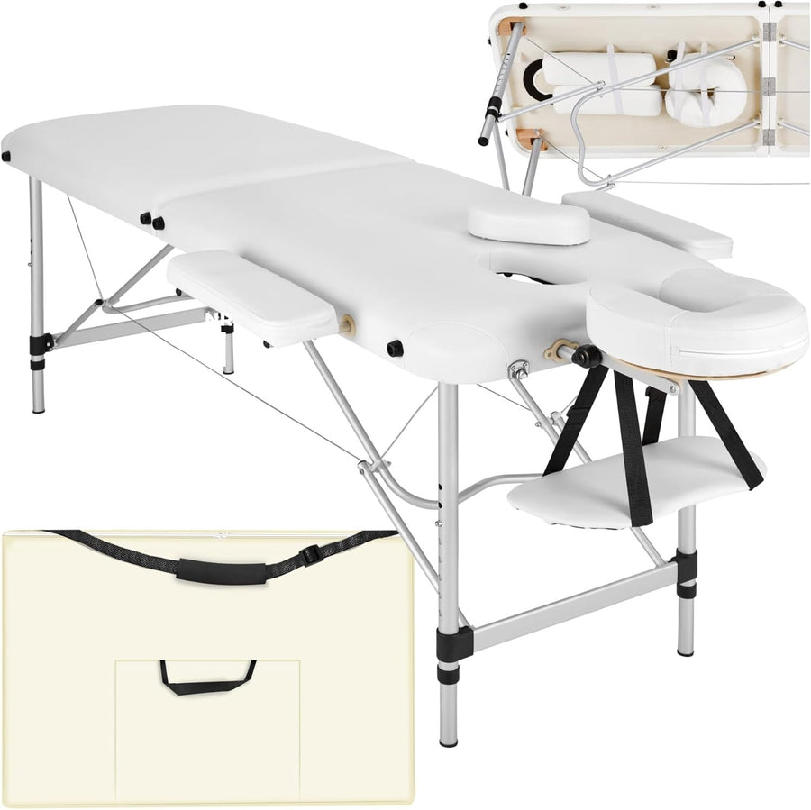 Portable 2 Section Massage Table Foldable Spa Beauty Bed 60cm Adjustable White