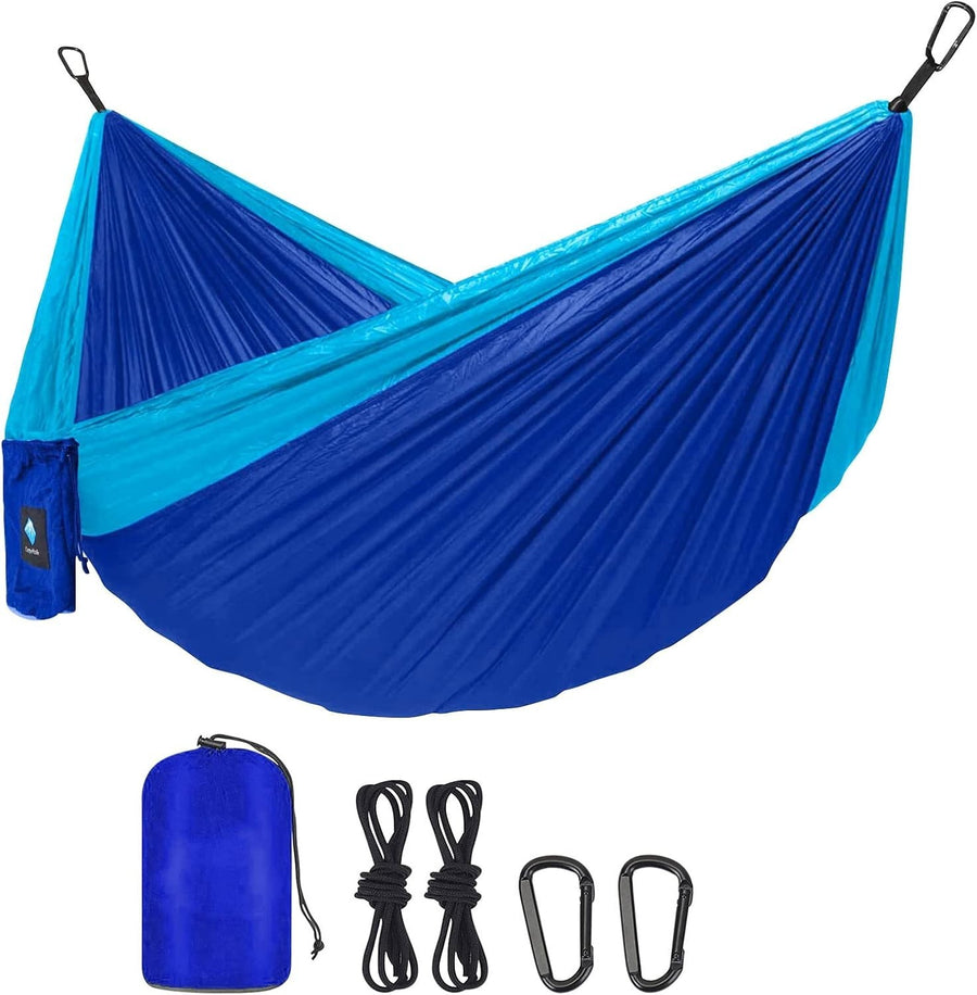 Ultralight Portable Camping Hammock with Tree Straps Breathable Setup - Blue