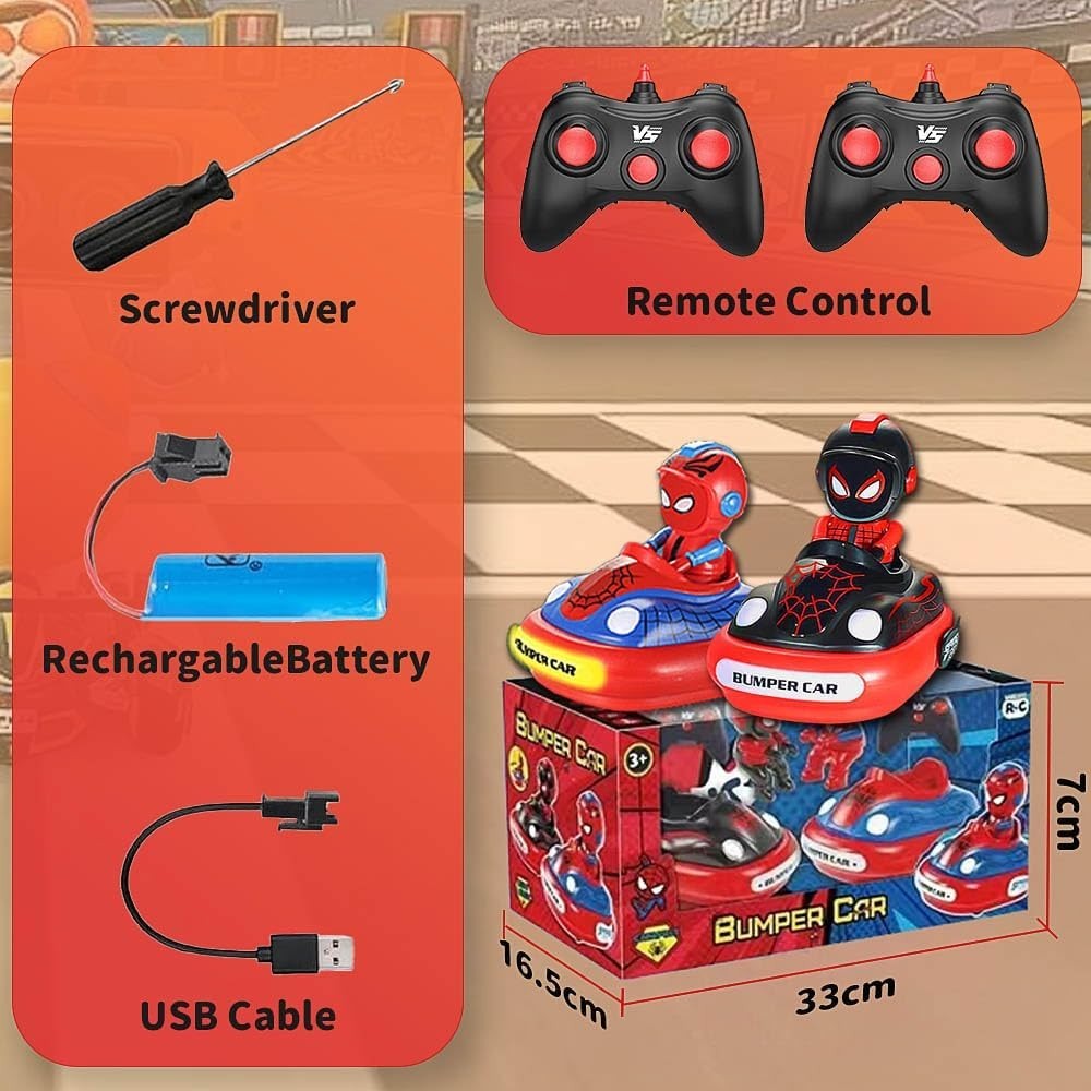 2 Pack RC Bumper Cars for Kids – LED Lights, Sound & Ejecting Drivers