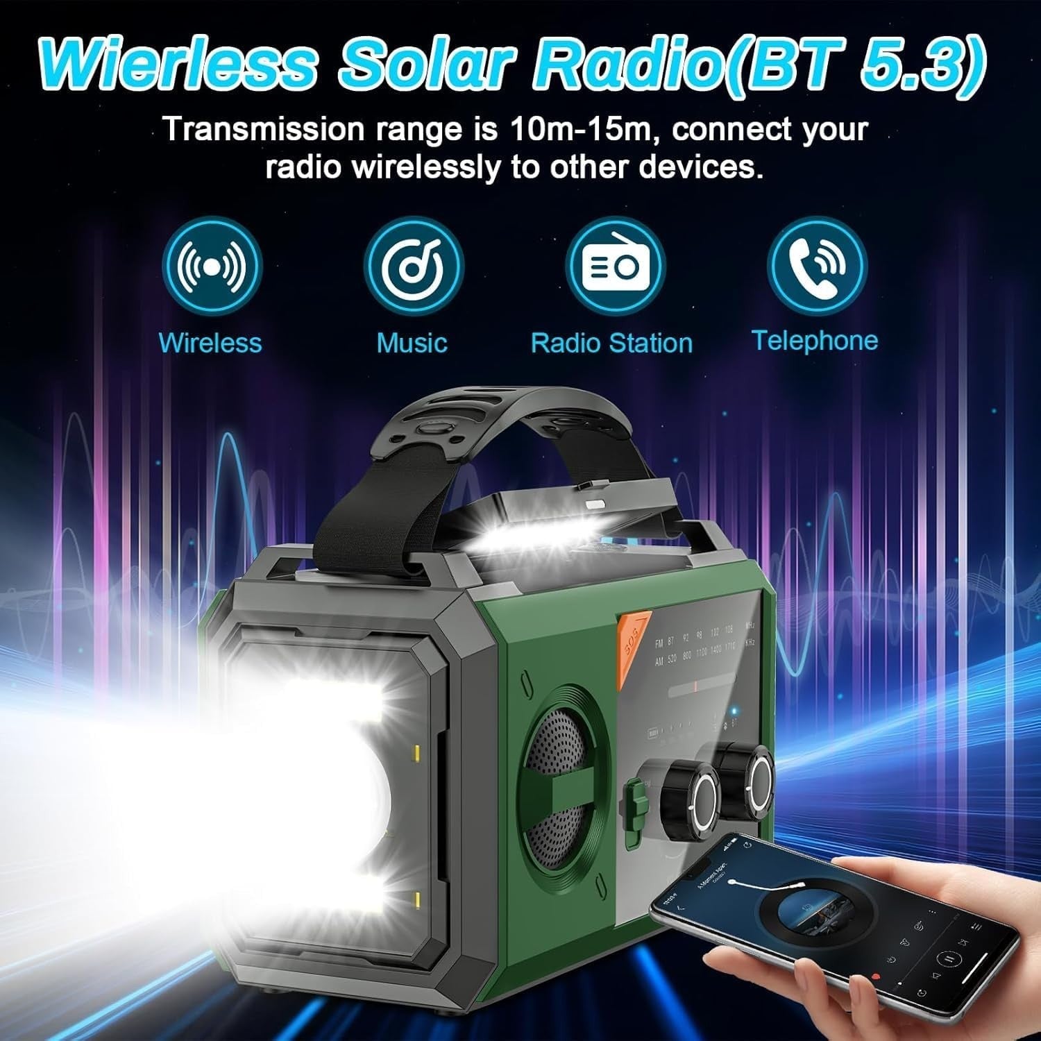 Solar Wind-Up Emergency Radio 27000mAh Power Bank, SOS Torch, AM/FM