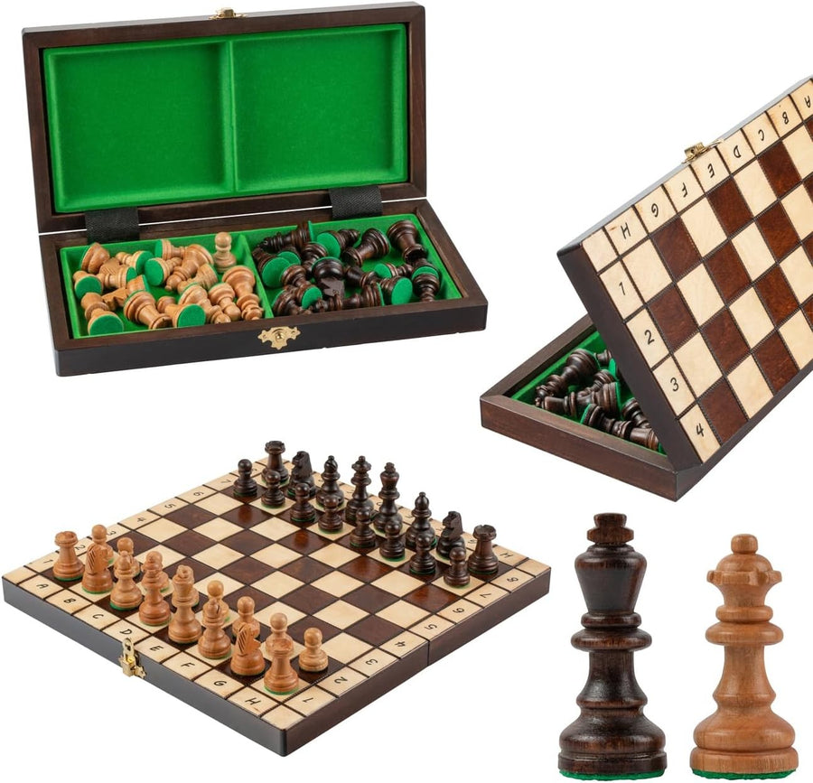 32cm Wooden Chess Set | Handcrafted Portable Board & Classic Pieces | Travel Gam