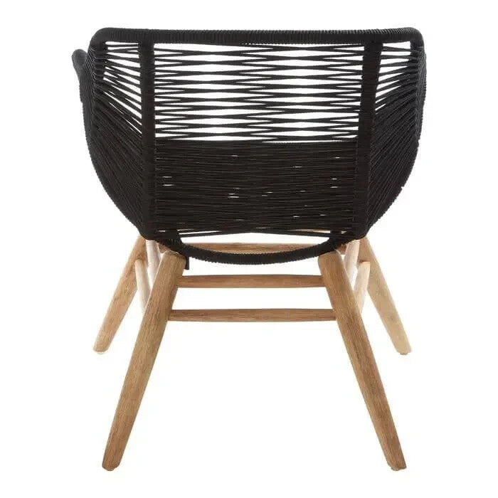 Modern Black Rope Armchair Lounge Chair Wood Legs Nordic Accent Seat
