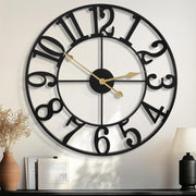 40 Inch Oversized Black Metal Wall Clock Silent Non-Ticking Farmhouse Decor