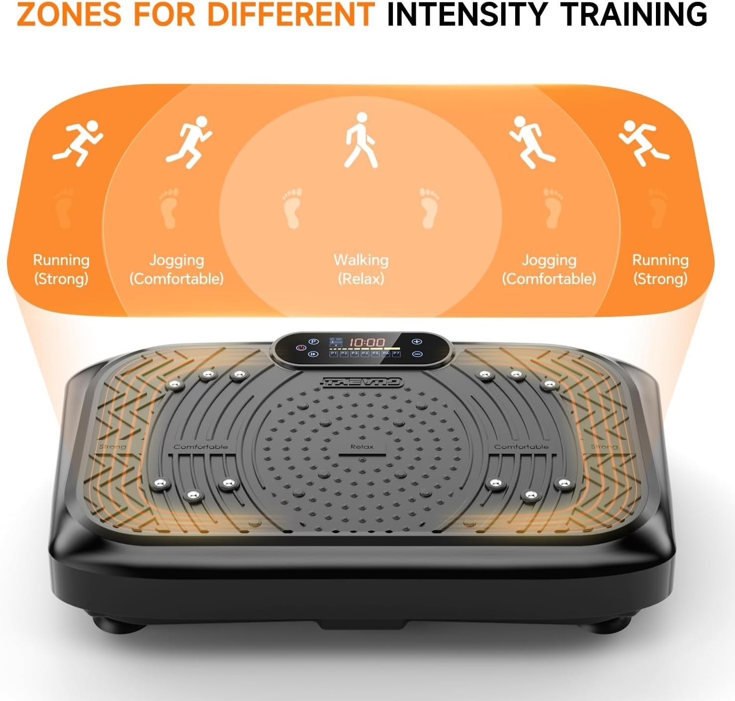 Pitch Black Vibration Plate Exercise Machine 199 Speeds 450lb Capacity