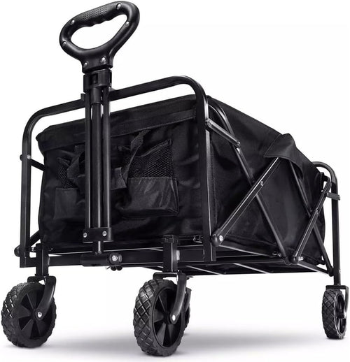 Black Heavy Duty 100kg Folding Camping Wagon Festival Trolley 100L Garden Cart