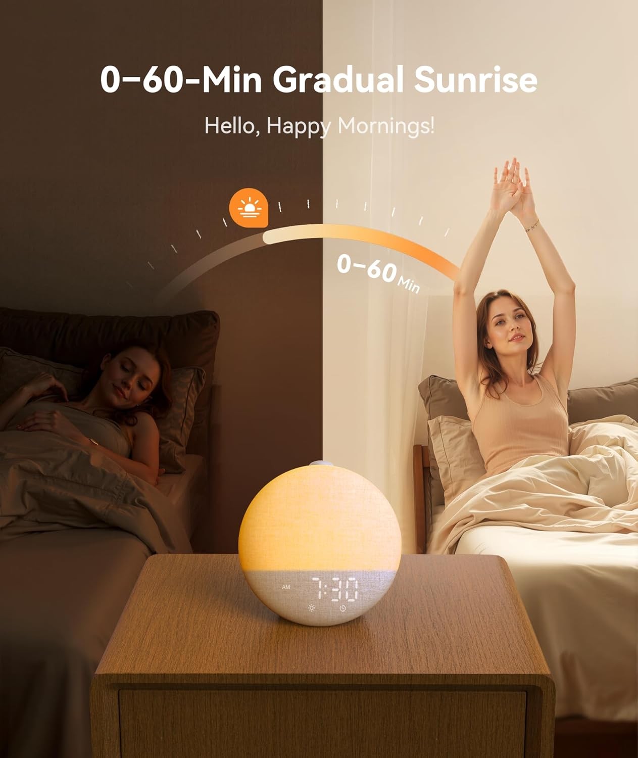 Sunrise Alarm Clock Wake Up Light White Noise 29 Sounds Night Lamp