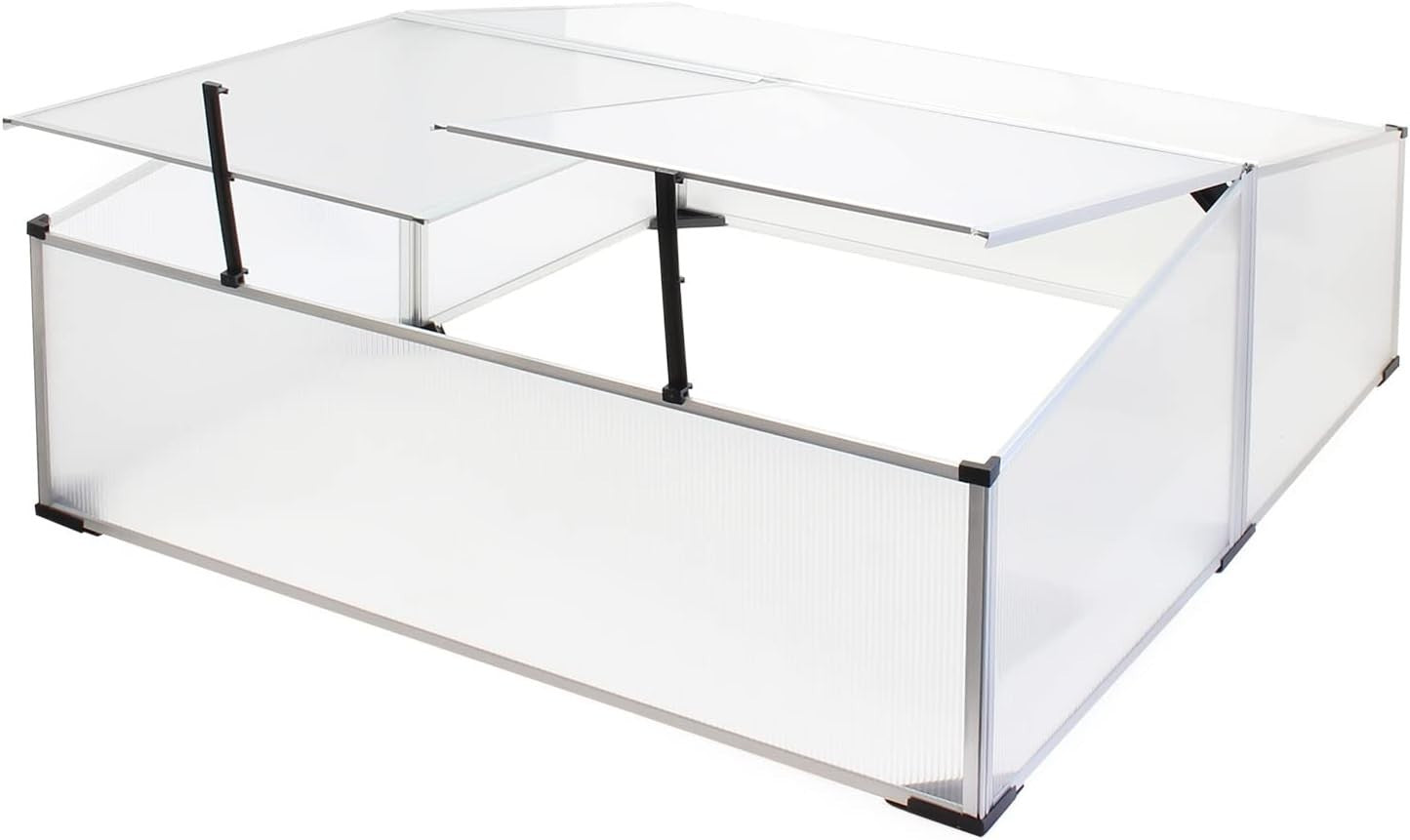 Aluminium Cold Frame Greenhouse 100x120x40cm Double Roof Polycarbonate