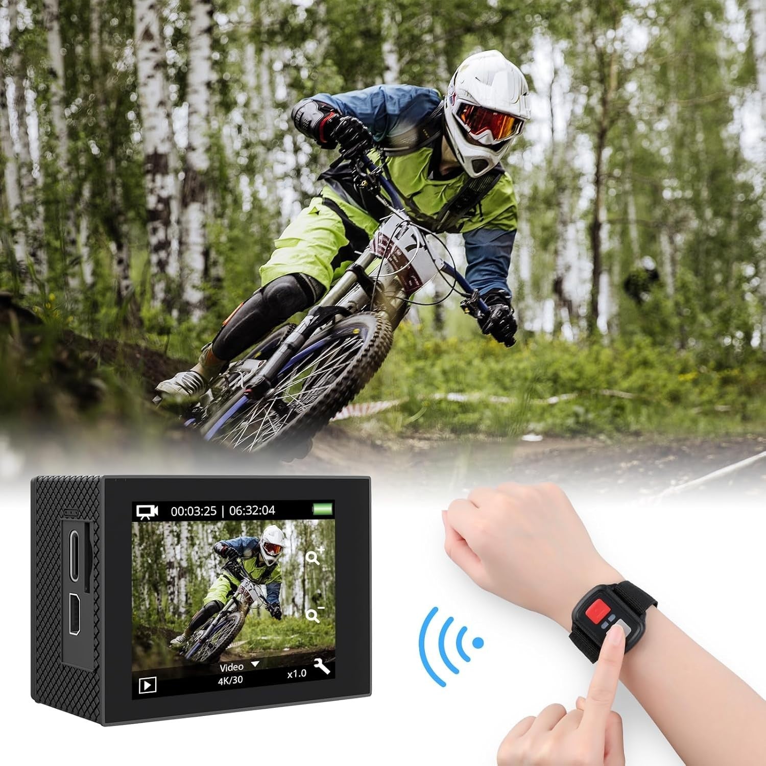 4K Action Camera Waterproof WiFi Touchscreen Sports Cam Tripod