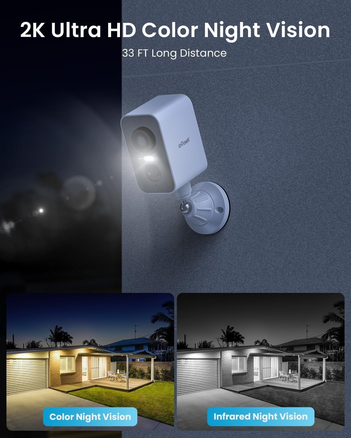 Wireless 2K Security Camera Outdoor Magnetic Battery CCTV WiFi IP65