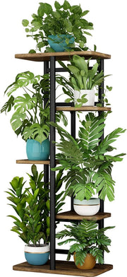 5 Tier Metal Plant Stand Indoor 6 Pot Flower Rack Corner Display Shelf for Home