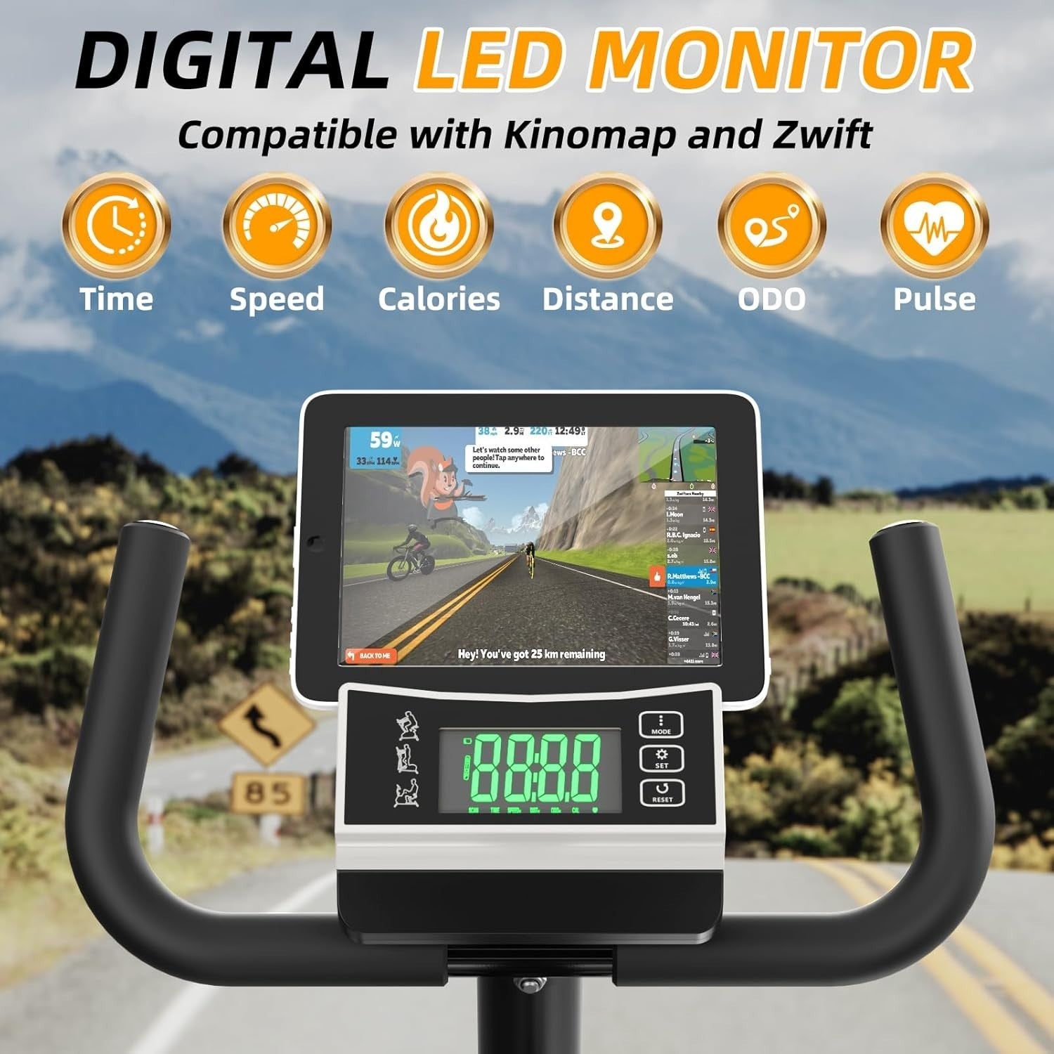Recumbent Exercise Bike Magnetic 16-Level Bluetooth LED Heart Rate Home Fitness