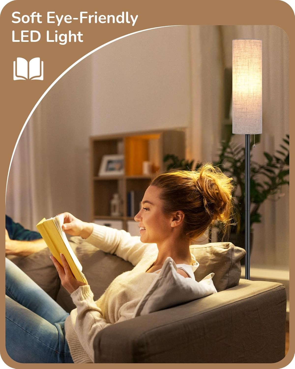 Modern Floor Lamp Standing Light Linen Shade Remote Dimmable E27 Tall