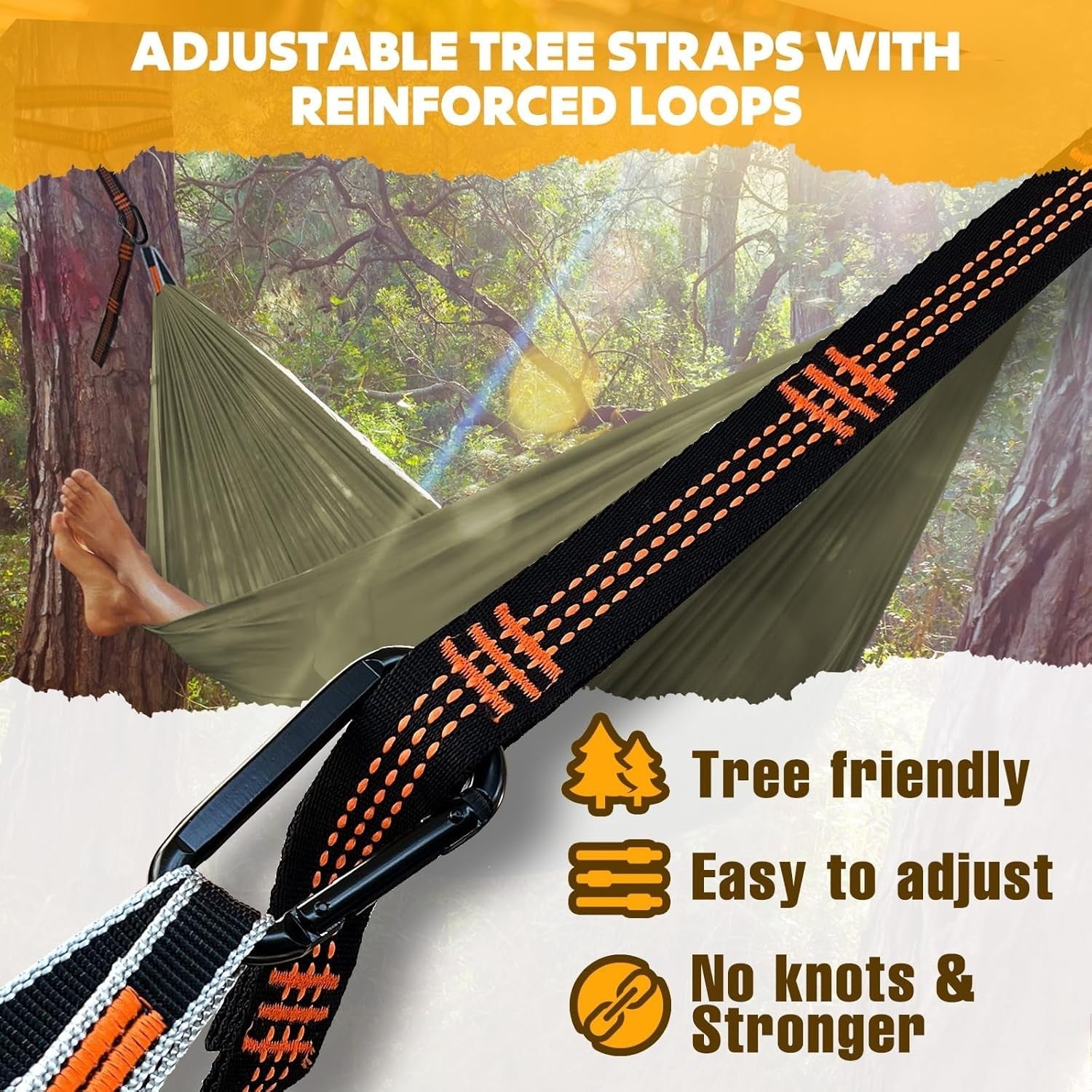 Ultra-Light Travel Camping Hammock 300kg Load Breathable Parachute Nylon
