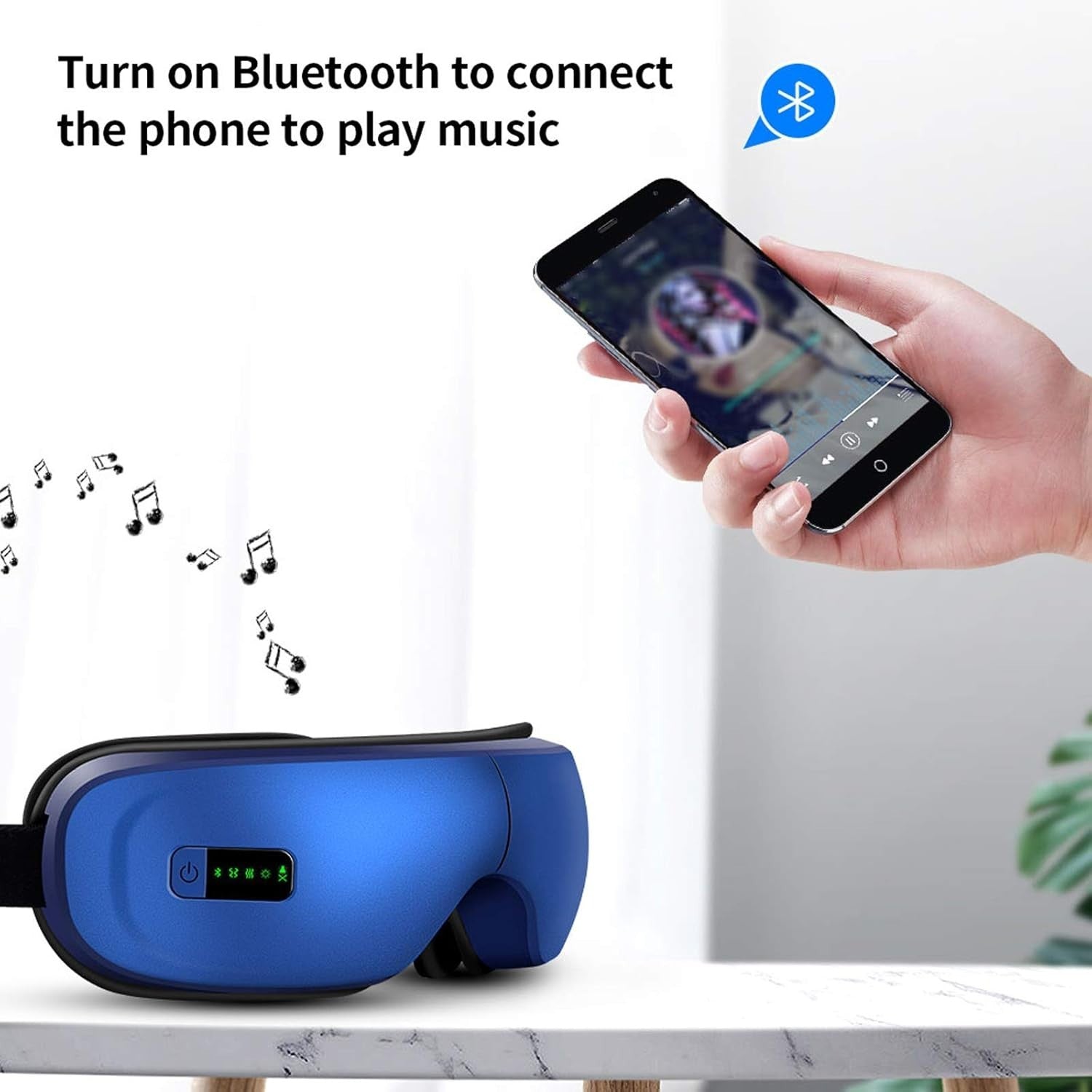 Foldable Heated Eye Massager Air Compression Bluetooth