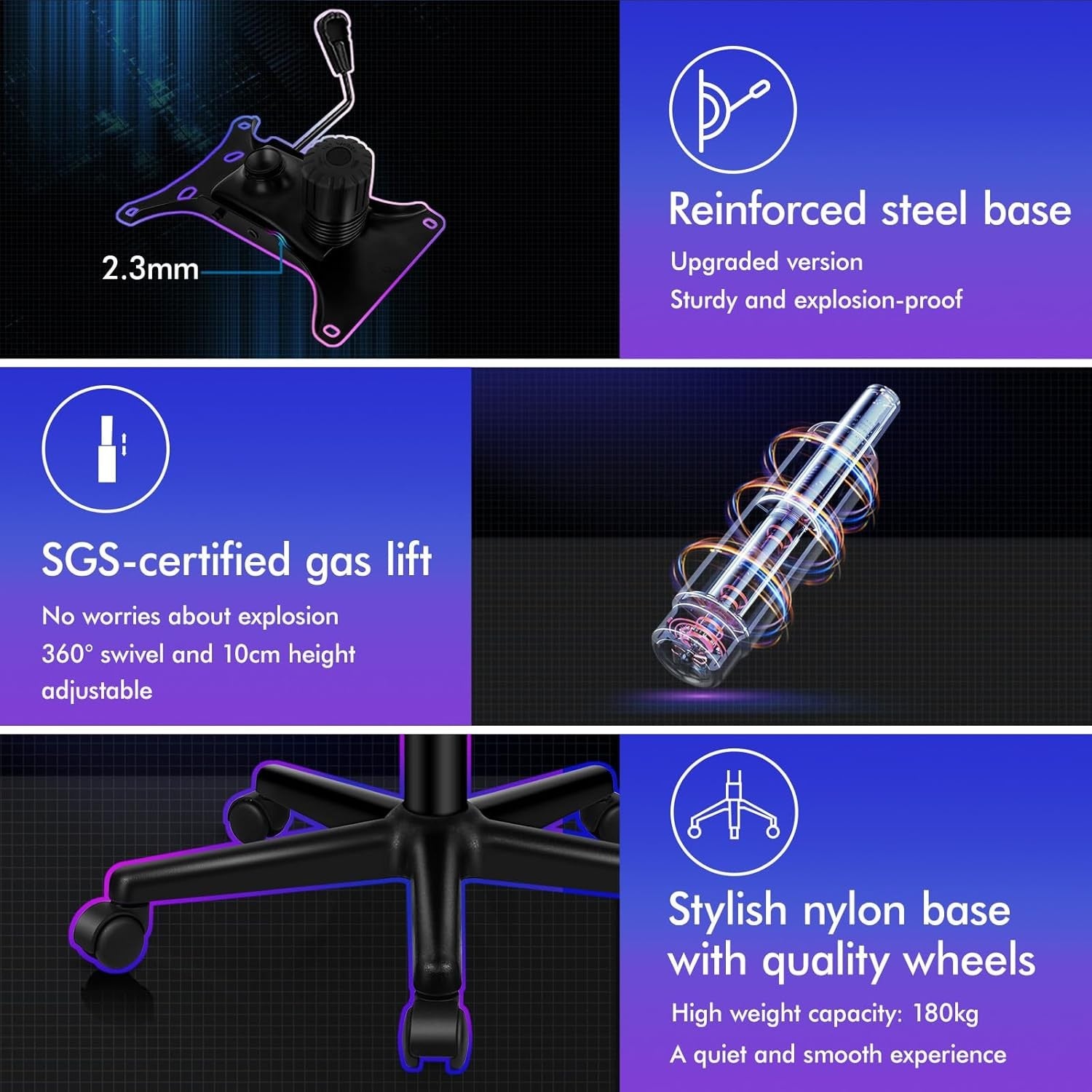 Ergonomic Gaming Chair Recliner w/ Footrest Lumbar Support PU