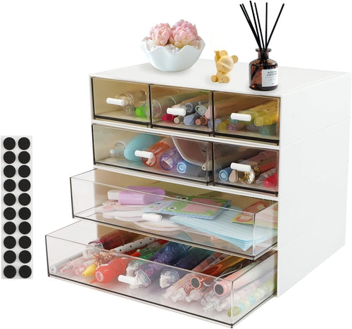 4-Tier Desk Organiser with 7 Drawers – Stackable Storage Box for Home & Office