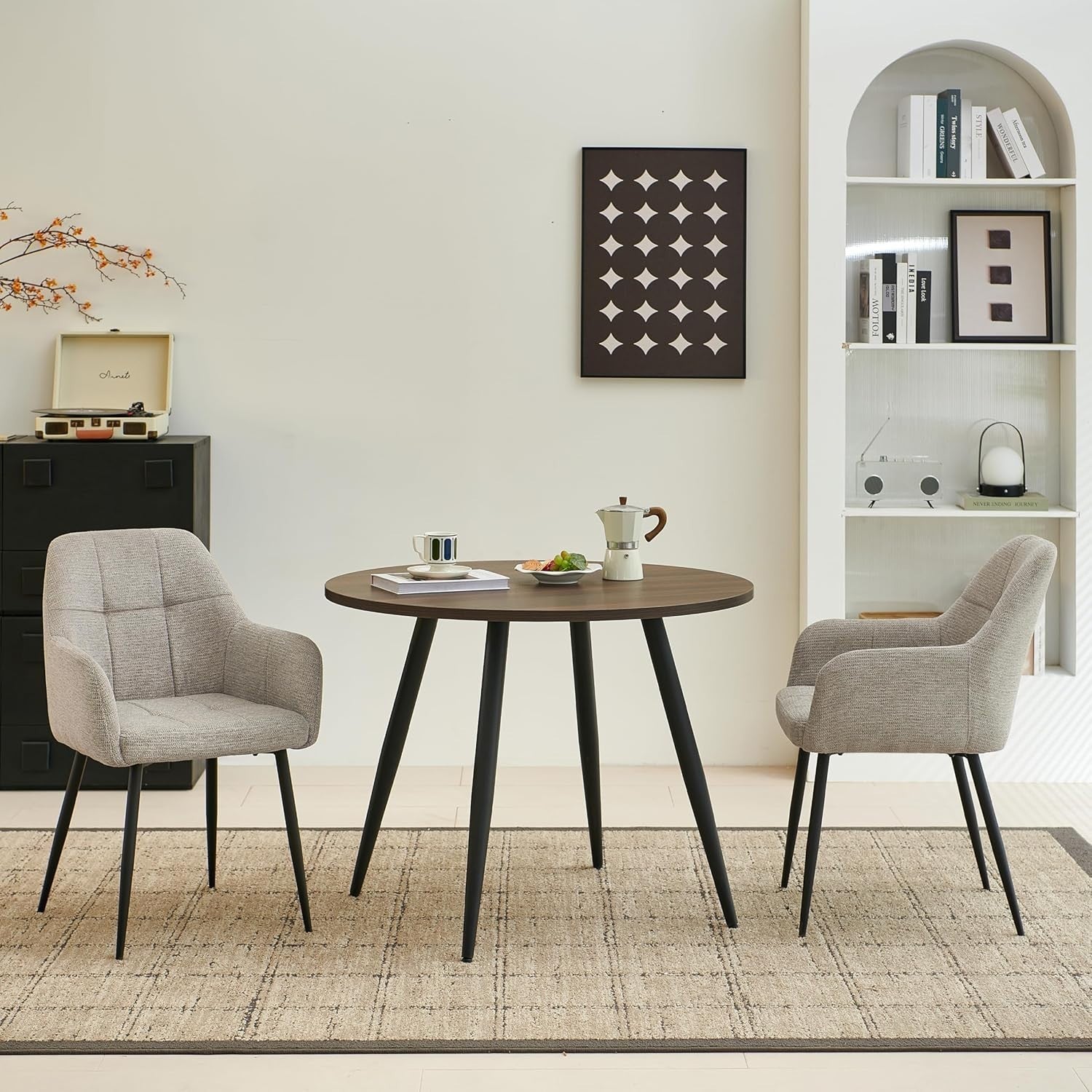 Modern Plush Chenille Armchair Dining Chair Soft Padded Seat Metal Legs