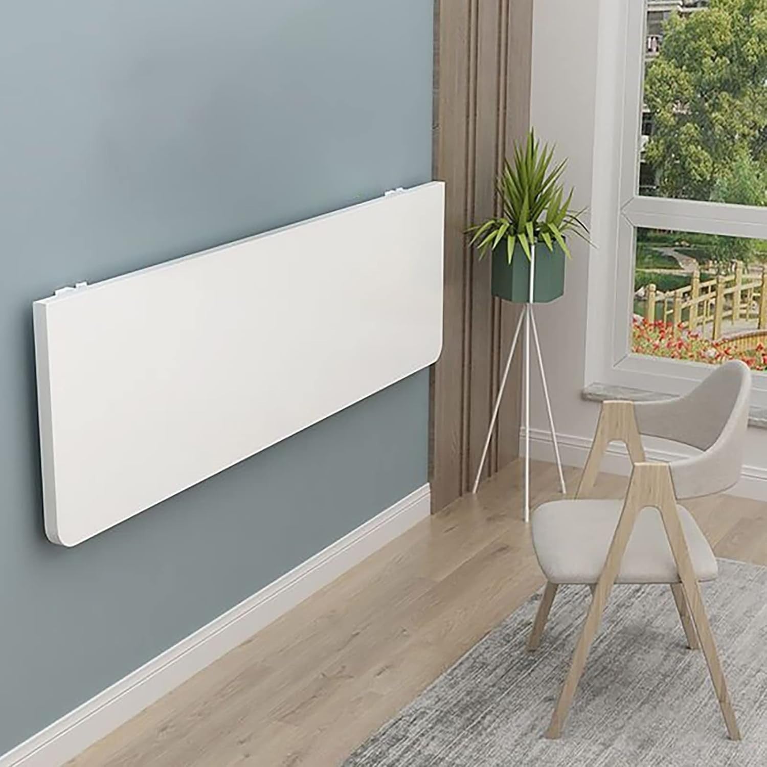 Wall-Mounted Drop-Leaf Table 50x30cm Folding Desk White Compact Space Saver