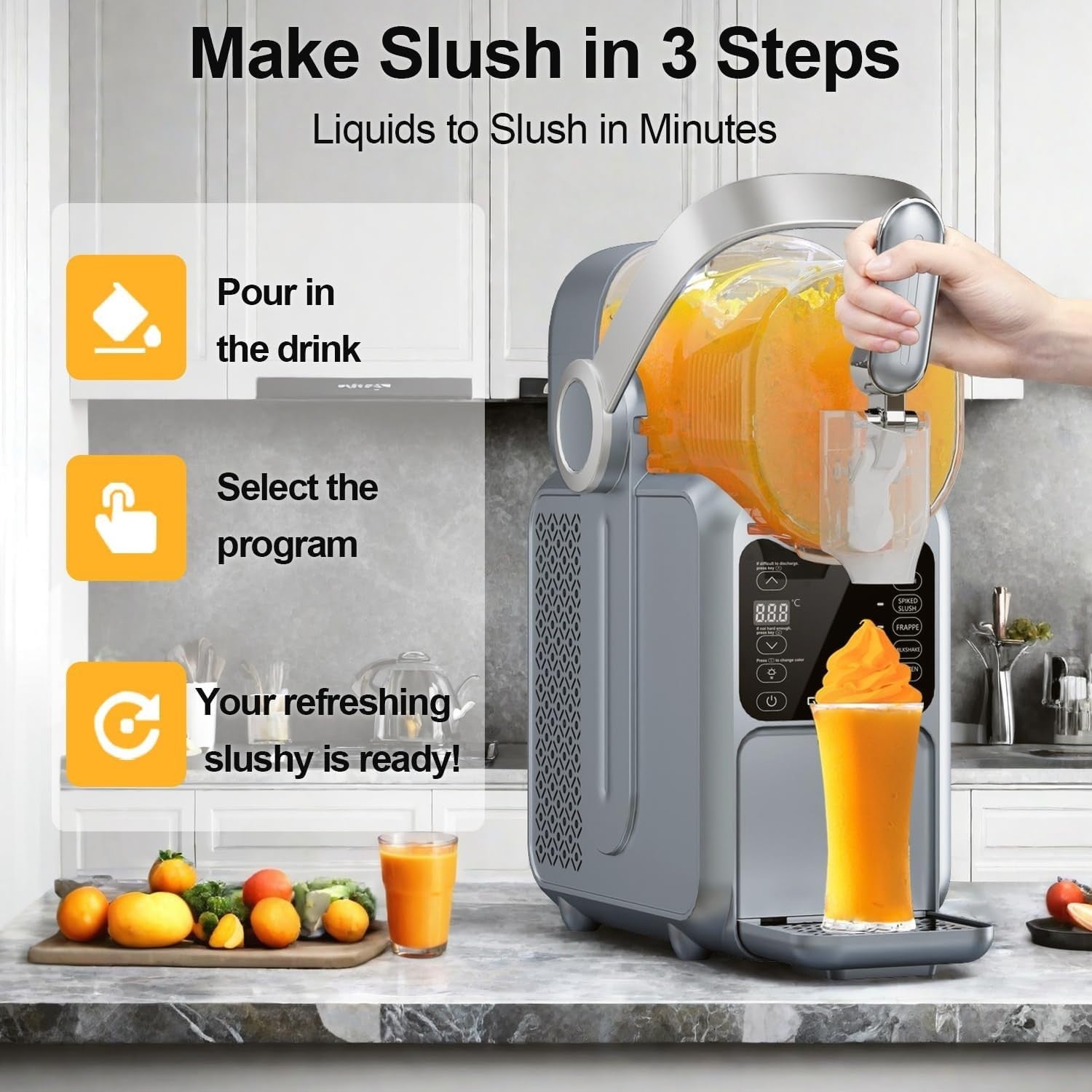 No Ice Slushie Maker 3L Frozen Drink Machine with Temperature Display