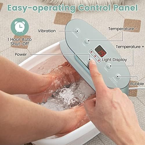 Foot Spa Massager with Heat, Bubbles & Vibration, 12 Rollers Foot Bath