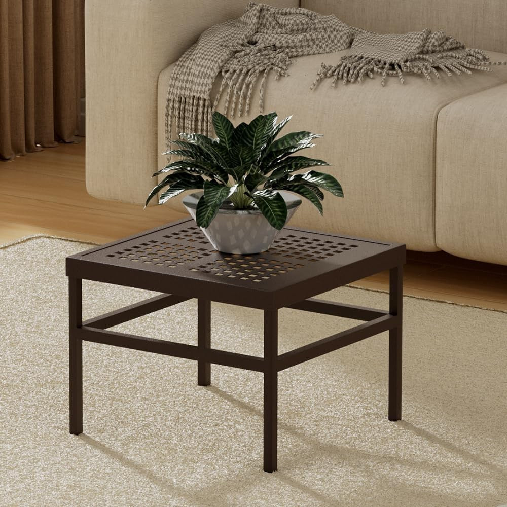 Heavy Duty Brown Metal Plant Stand Indoor Outdoor Rust Proof Flower Pot Table