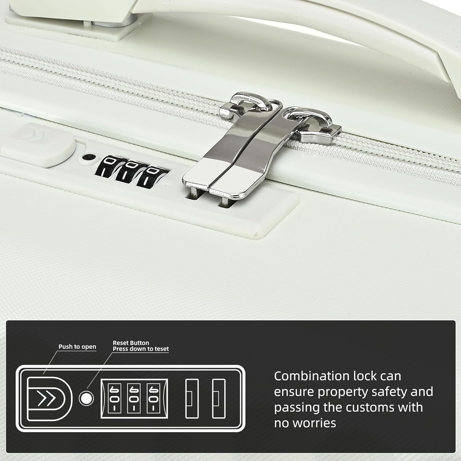 24 Inch Medium Hard Shell Suitcase PC ABS Lightweight Spinner Lock White