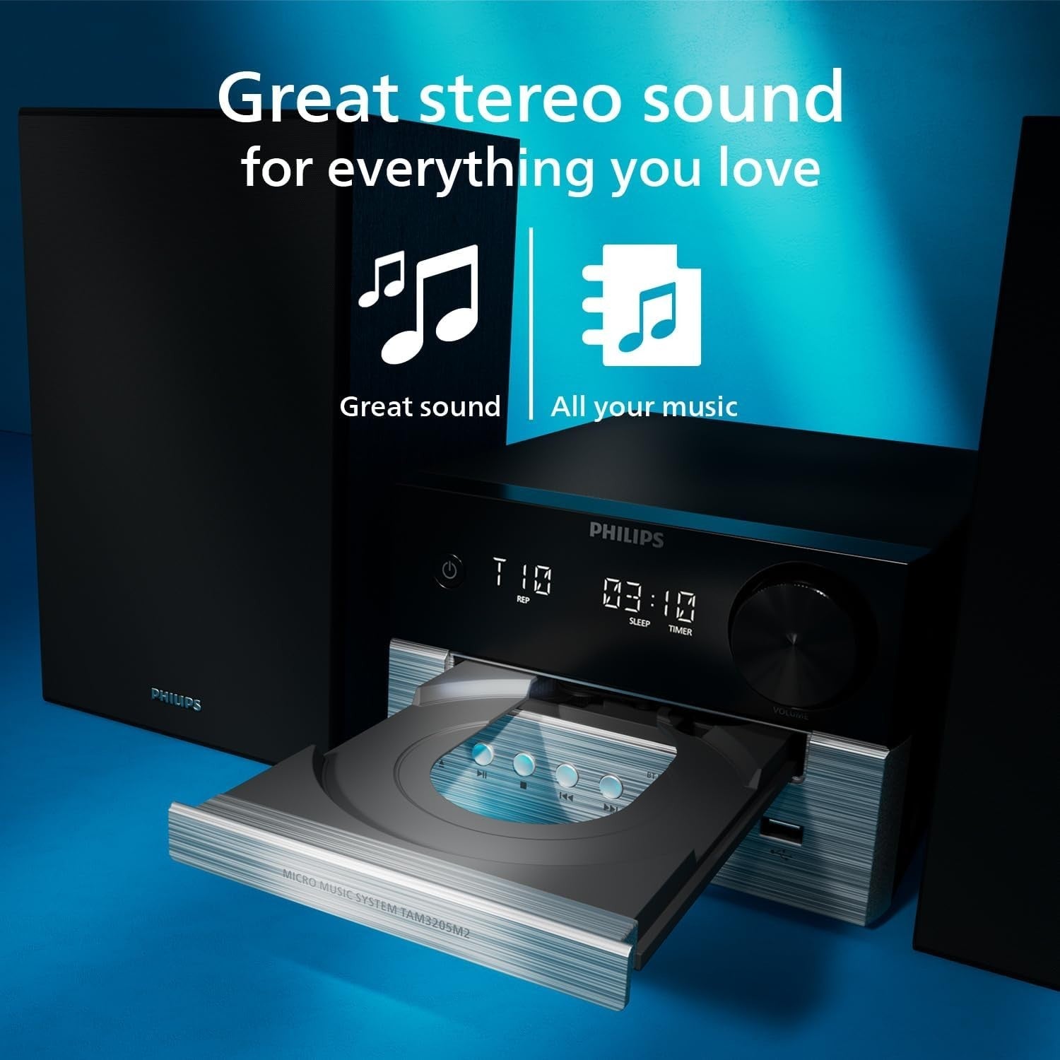 Micro HiFi Stereo System Bluetooth CD Player USB FM Radio 20W Speakers