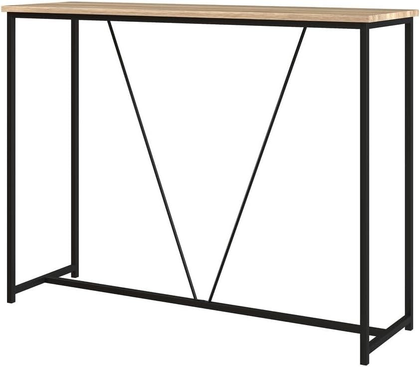 Slim Wooden Console Table with Display Shelf for Entryway & Living Room