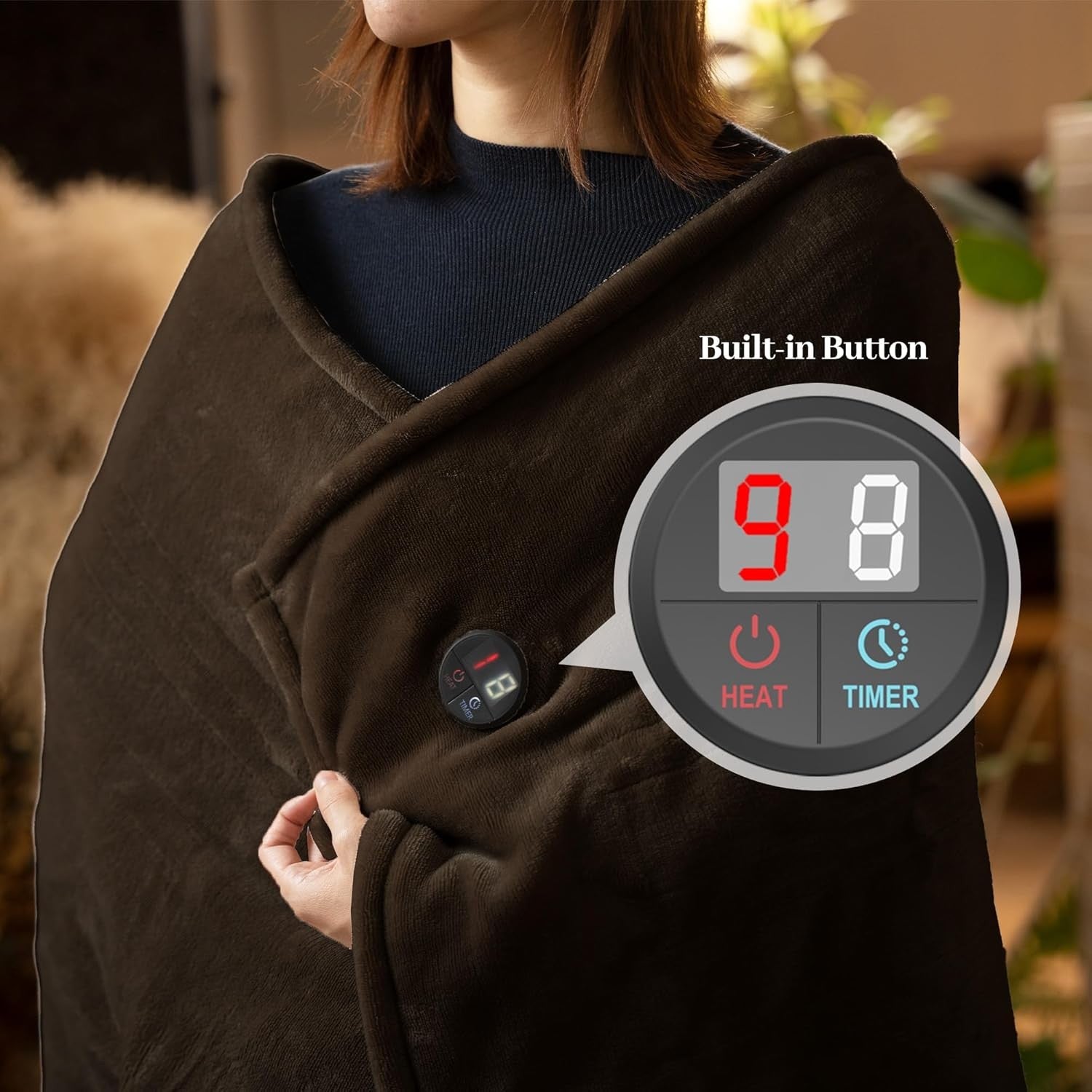 Electric Heated Throw Blanket 130x160cm 10 Heat Levels Auto Off Washable