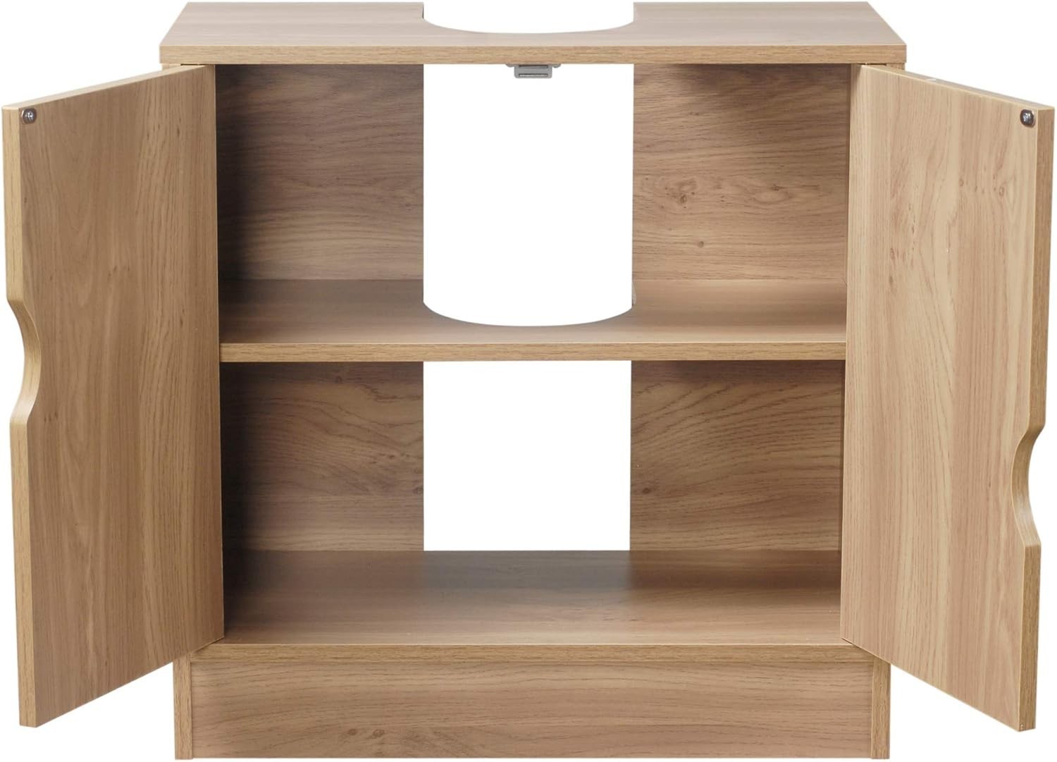 Modern Oak Under Sink Bathroom Cabinet Storage Unit 60cm – 2 Doors, Shelves