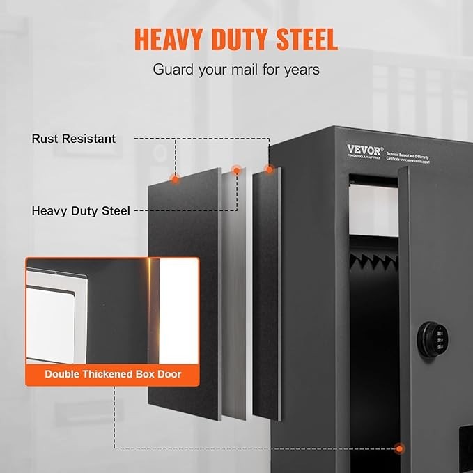 Secure Wall Mount Mail Drop Box – Heavy Duty Steel, Rainproof, Combo Lock