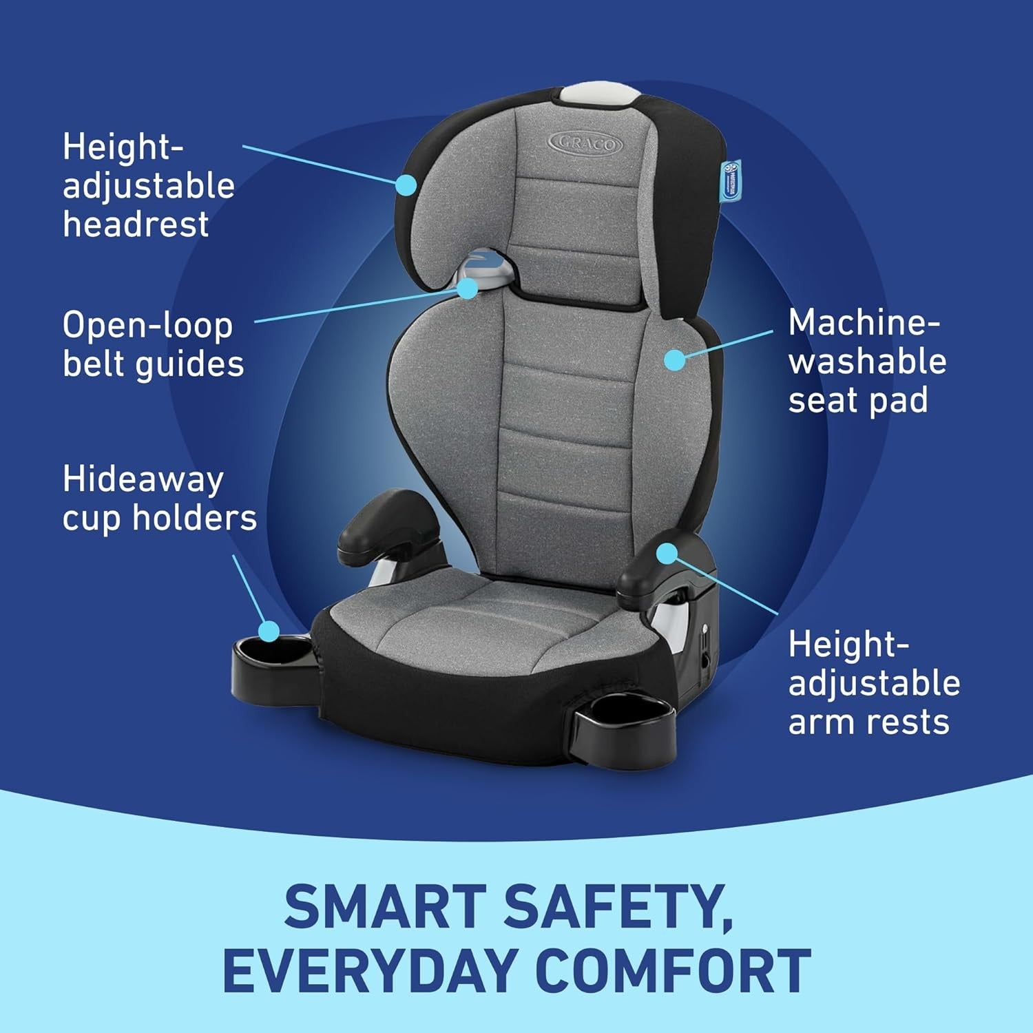 Highback Booster Car Seat 2-in-1 Convertible Seat Belt Kids Seat with Cup Holder