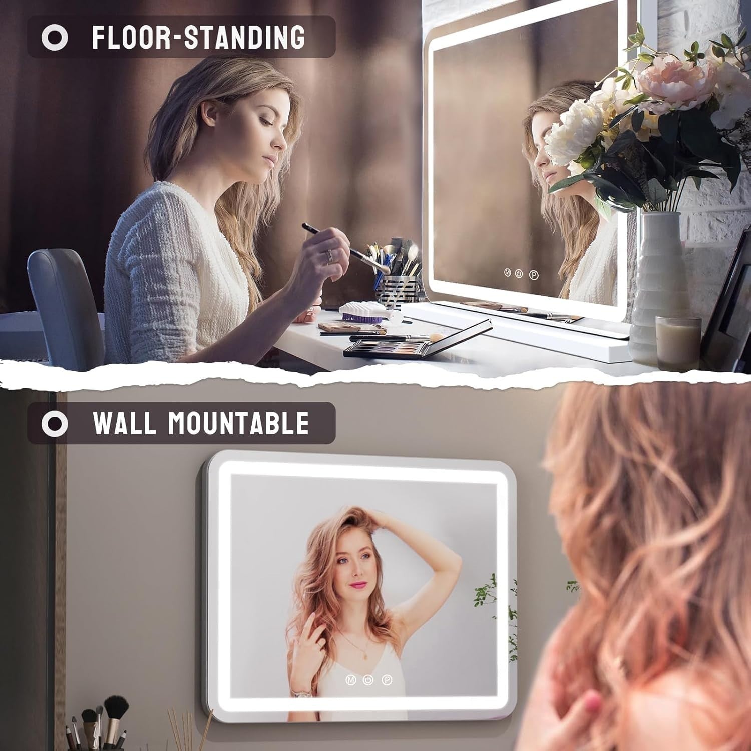 LED Vanity Mirror with Lights 58cm | USB Charging & 3 Color Modes