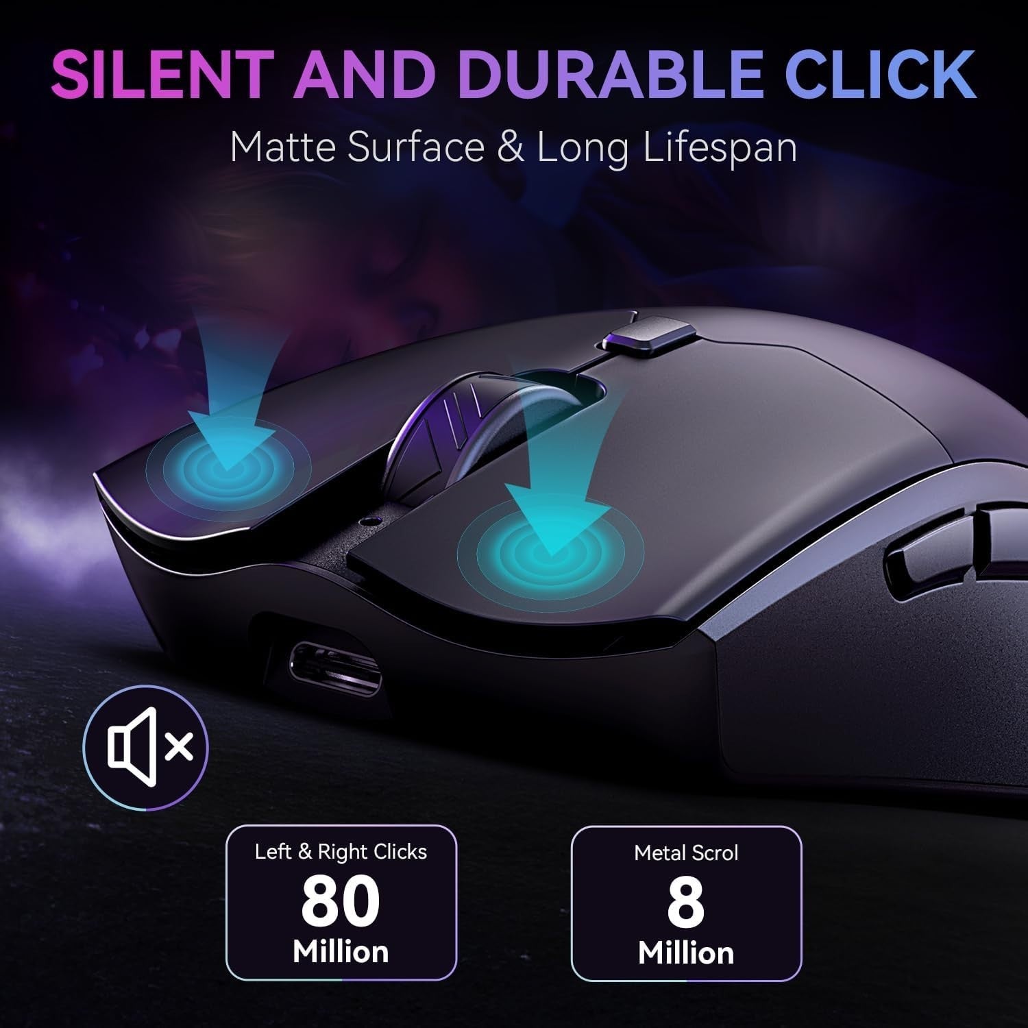 Wireless Gaming Mouse 6400 DPI RGB Rechargeable Tri-Mode PC Mac