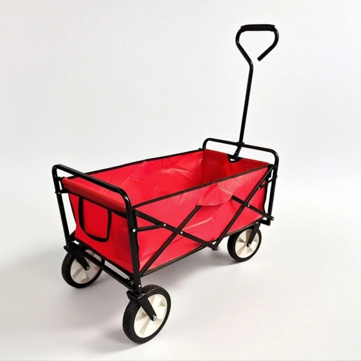 Folding Wagon Trolley 70kg Load Heavy Duty Garden Beach Camping Cart Red