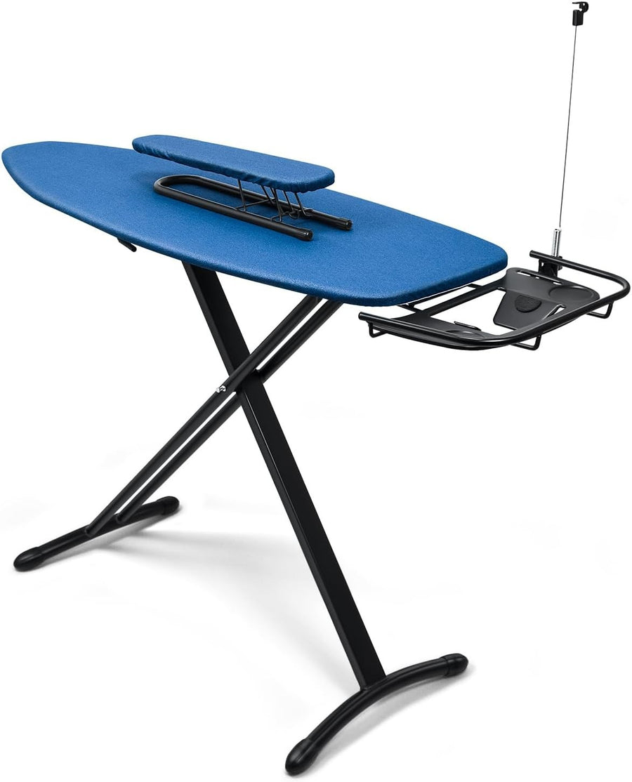 Extra Wide Ironing Board with Sleeve Board Adjustable Height Foldable Blue