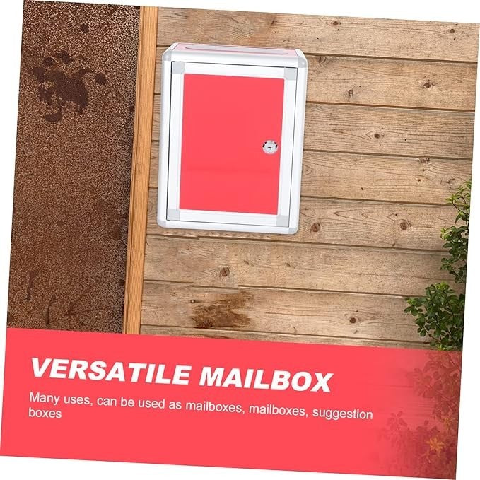 Lockable Red Suggestion Box – Wall Mount Mailbox for Letters, Complaints & Cards
