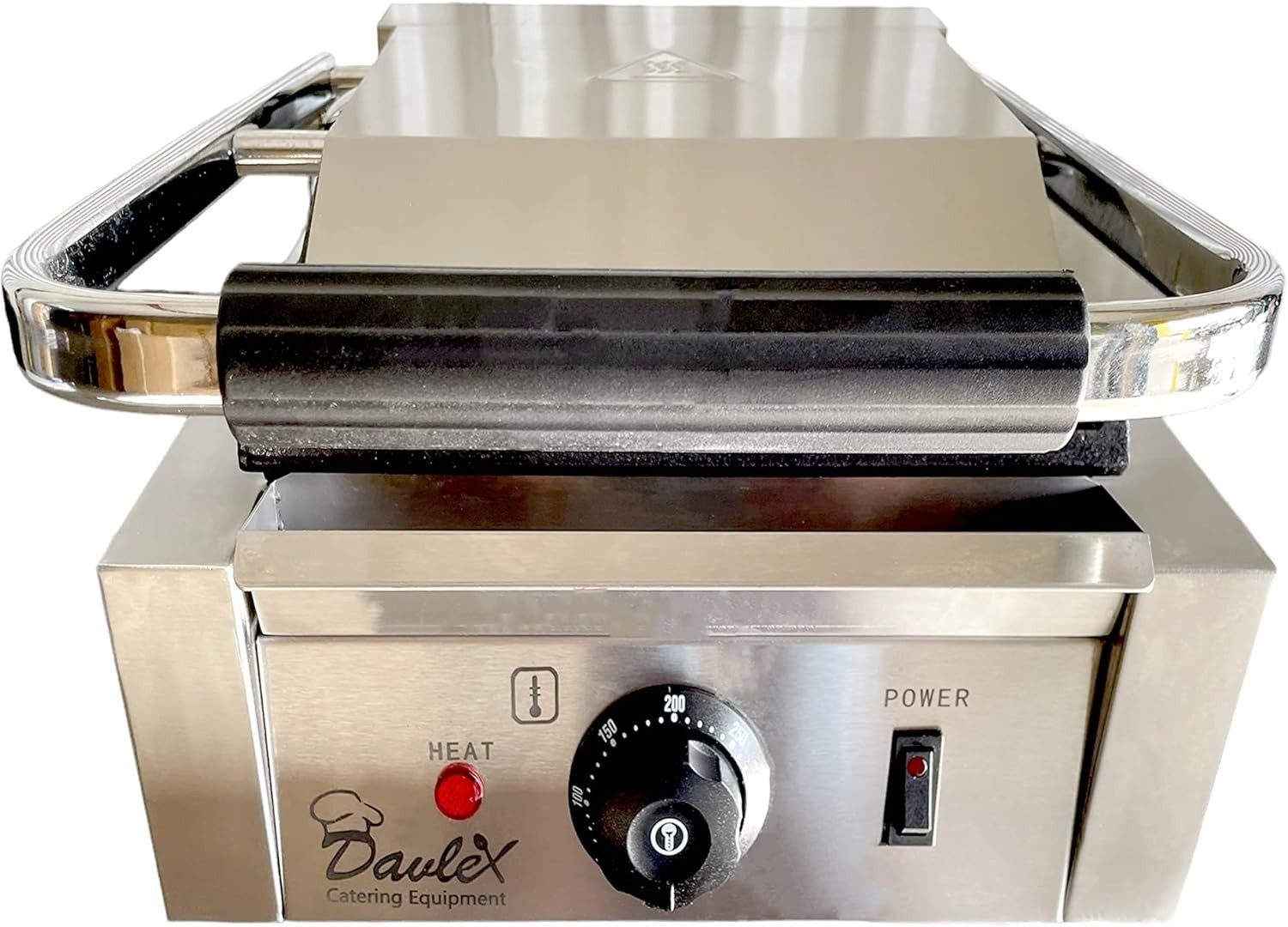 Commercial Electric Panini Press Grill Temperature Control Ribbed Flat