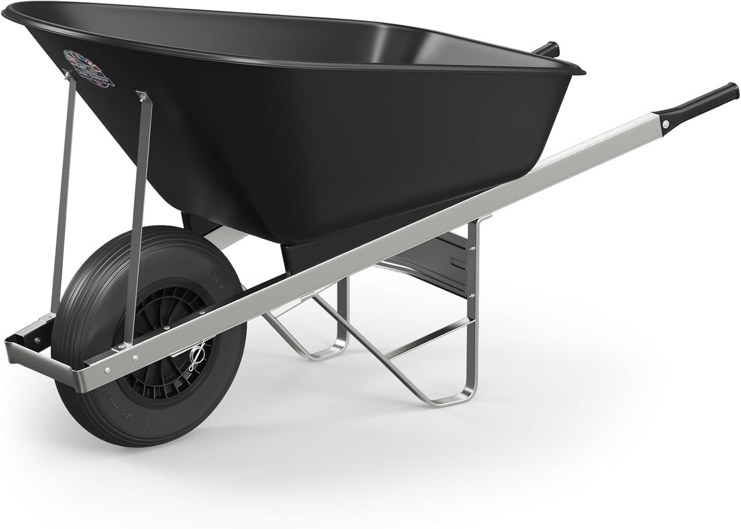 120L  1 Wheel Black Garden Wheelbarrow – Puncture Proof Heavy Duty Plastic Tray
