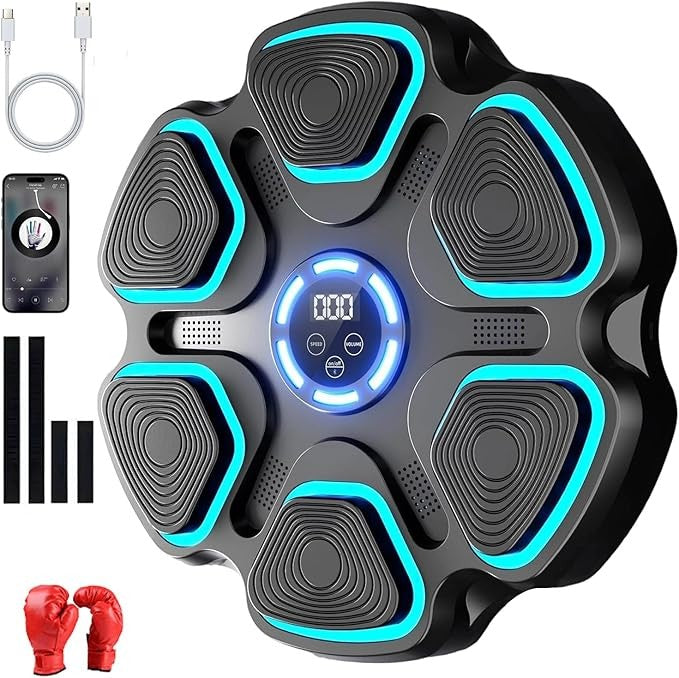 Music Boxing Machine Bluetooth LED Punch Trainer Wall Mount Home Gym Fitness