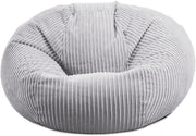 Giant Platinum Grey Corduroy Bean Bag Chair Lounge Seat Washable Sofa