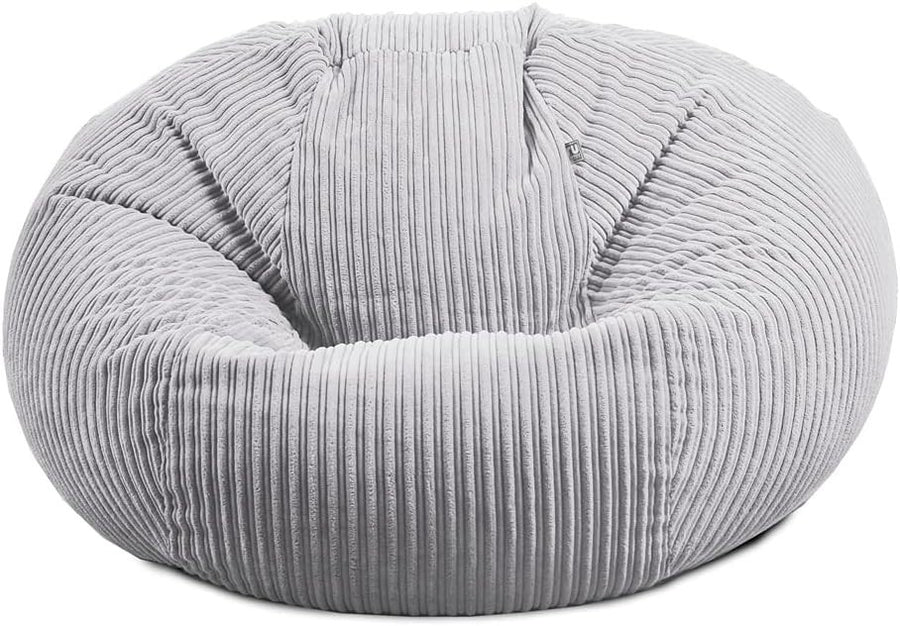 Giant Platinum Grey Corduroy Bean Bag Chair Lounge Seat Washable Sofa