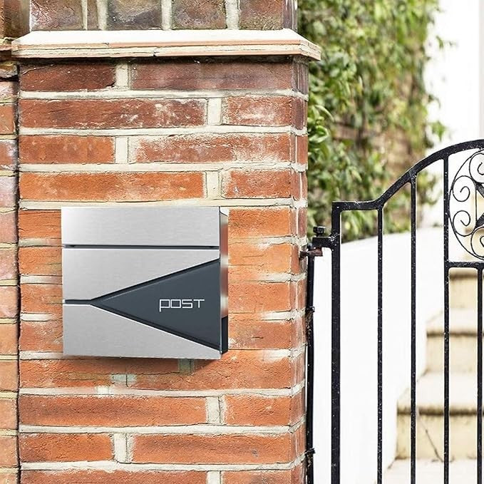 Wall Mounted Lockable Mailbox Waterproof Stainless Steel Post Box Large Capacity