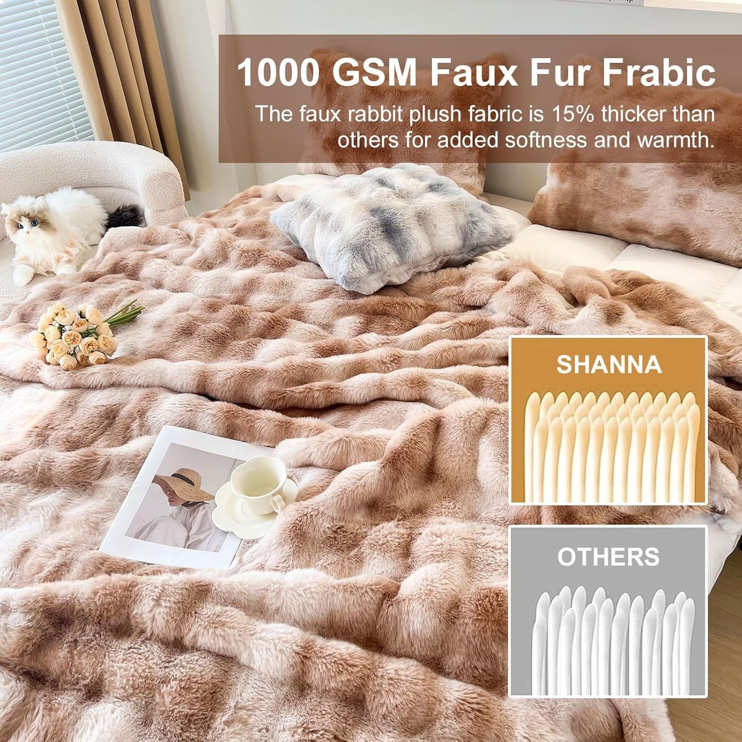 Luxury Thick Plush Fleece Throw Blanket Soft Warm Sofa Bed Coffee 100x160cm