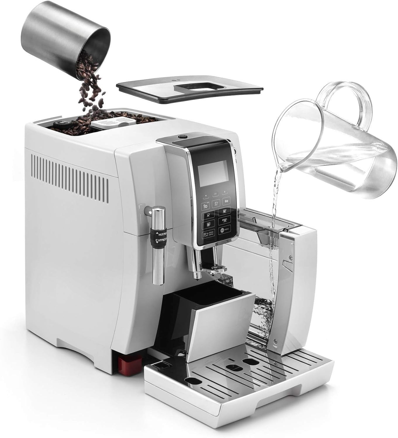 Fully Automatic Bean-to-Cup Coffee Machine Milk Frother 1.8L White 1450W