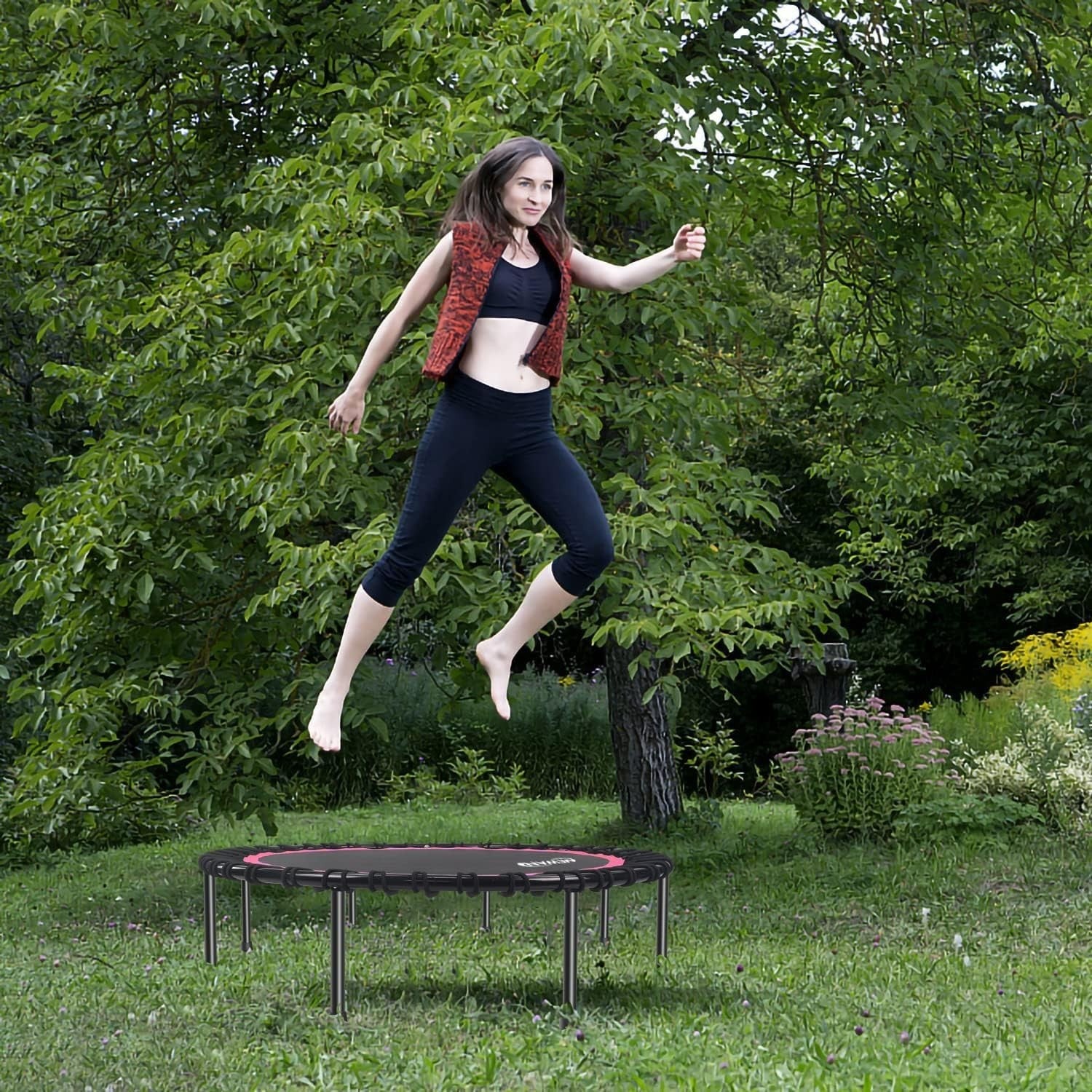 48in Silent Fitness Rebounder Trampoline Bungee Indoor 150kg