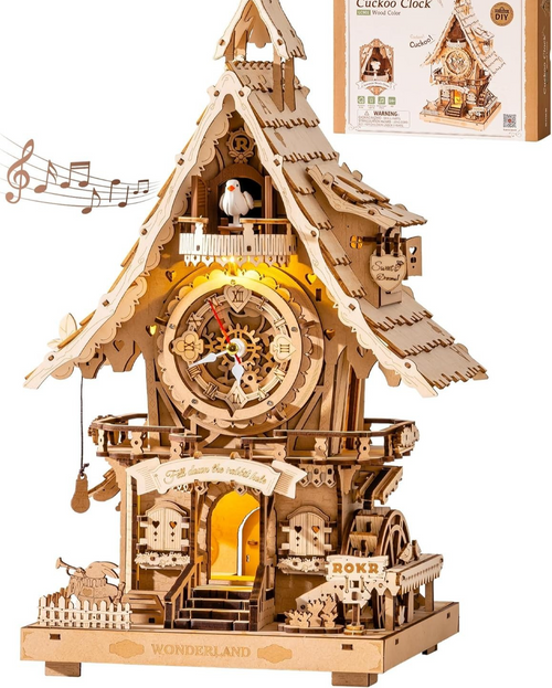 3D Wooden Cuckoo Clock Puzzle Kit for Adults | DIY Decor Gift 435 Pcs