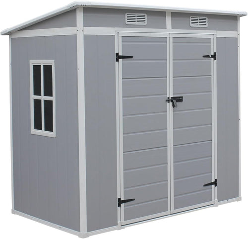Plastic Outdoor Garden Shed 6x4ft Storage Box with Floor & Ventilation
