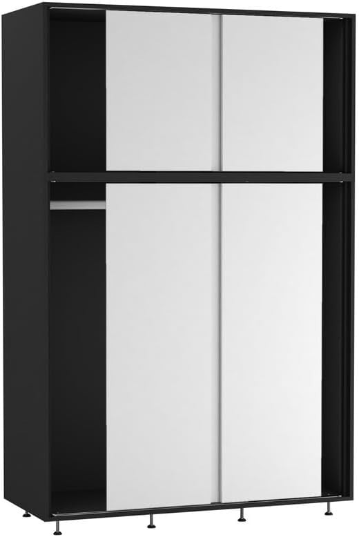 6-Door White Sliding Wardrobe with Adjustable Feet & Spacious Bedroom Storage